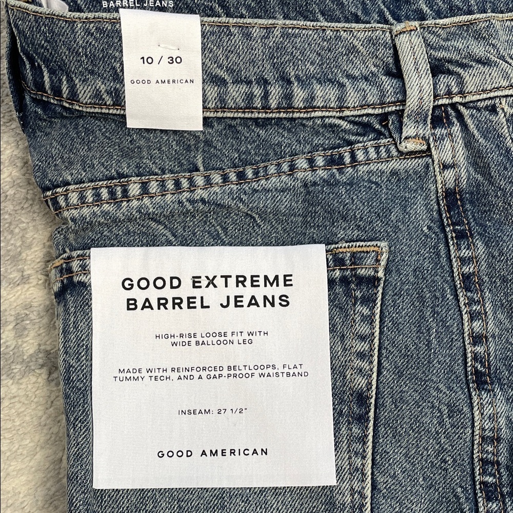 NWT Good American Good Extreme Barrel Jeans High Rise Wide Loose Indigo Sz 10 30 - Picture 8 of 15